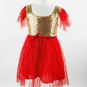 Gold Sequin Red Tutu Princess Ballerina Party Little Girl Dress